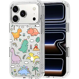 MOSNOVO for iPhone 17 Case | Military Grade 6.6ft Drop Tested | Camera Control | Clear with Dinosaur Land Design