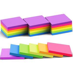 (24 Pack) Sticky Notes 3x3 in Post Bright Stickies Colorful Super Sticking Power Memo Pads, Strong Adhesive, 74 Sheets/pad