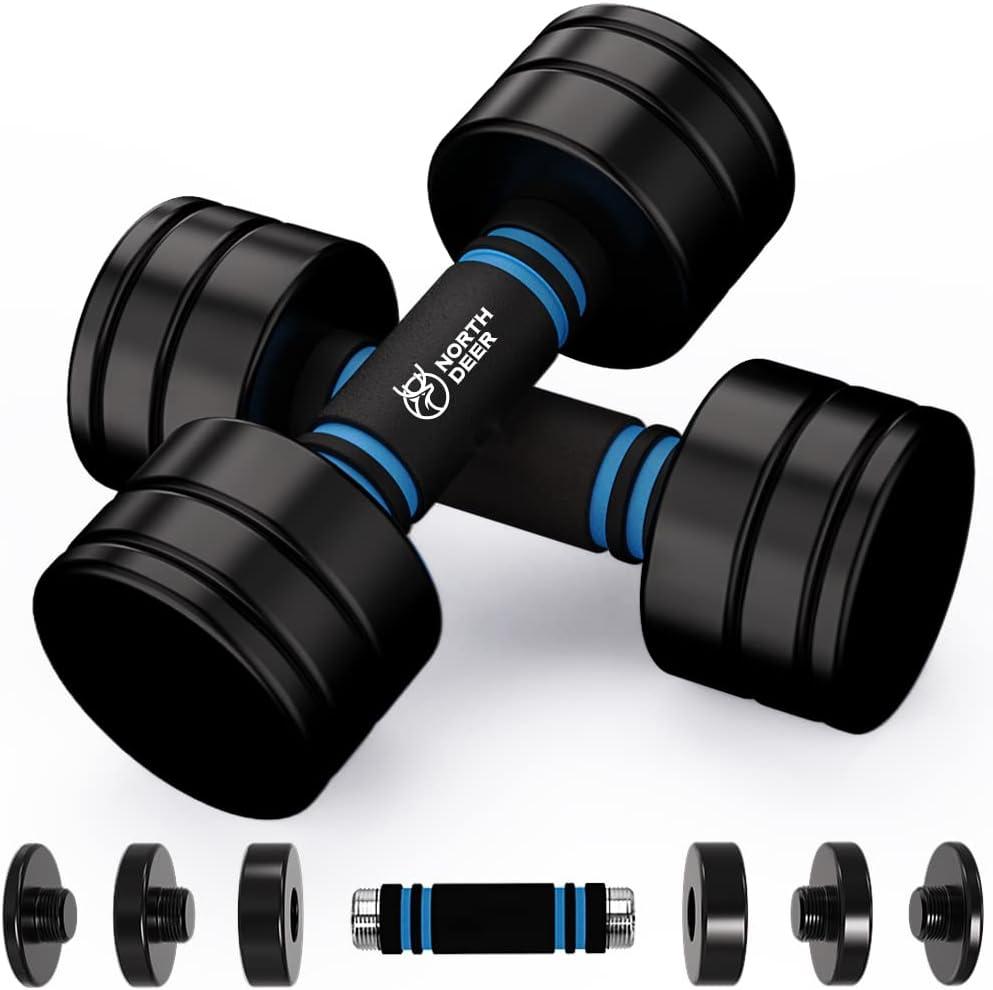 Northdeer Adjustable Black Coated Dumbbell Sets 20lbs Pair