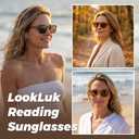 LookLux Reader Sunglasses Women, Small Round Prescription Reading Sunglasses with Readers with Spring Hinge, 2.0
