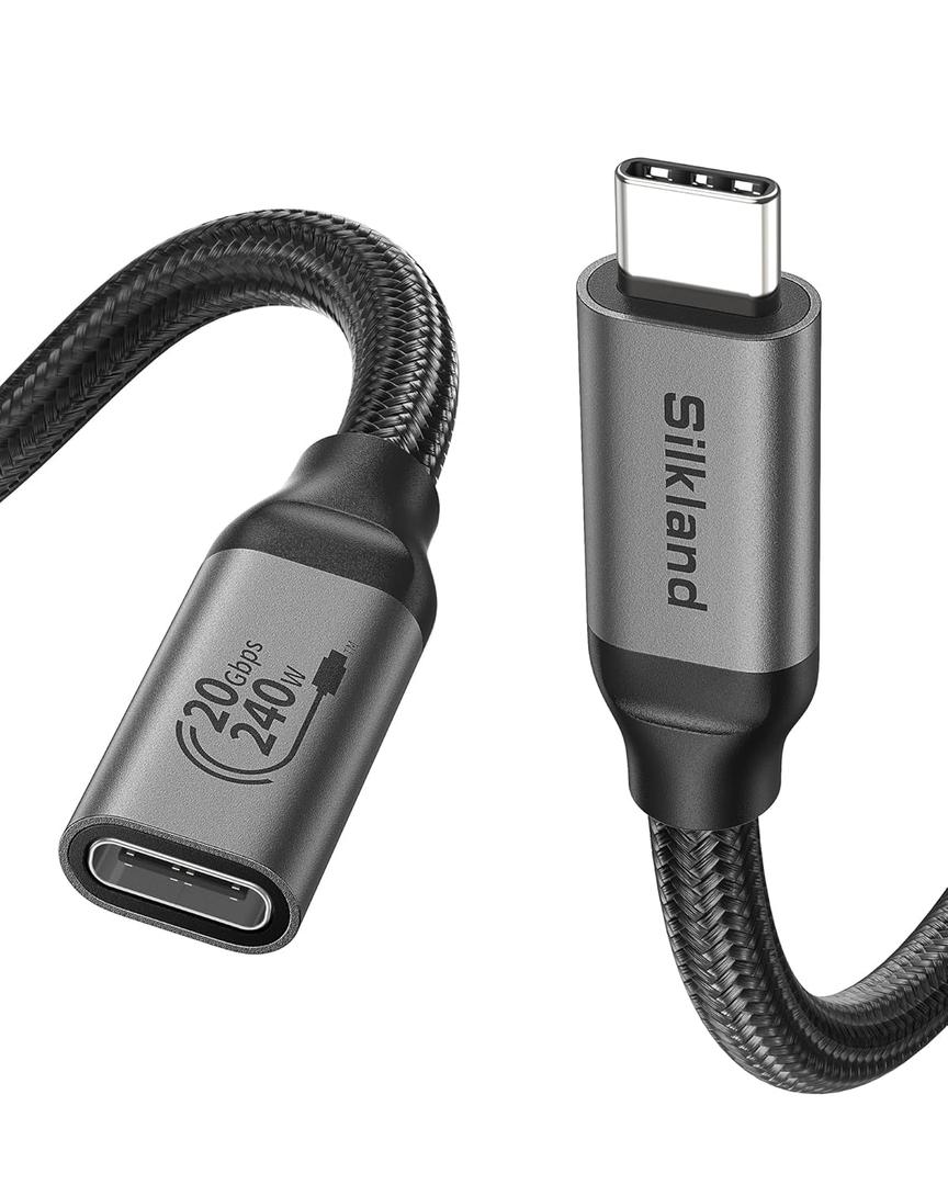 Silkland USB C Extension Cable, [20Gbps/240W/5K] USB C 3.2 Extender 4ft, 4K@60Hz Type C Video Extension Cord Male to Female Compatible with USBC Hub/PSVR2/iPhone 15/MacBook Pro/iPad/Mag Safe Charger