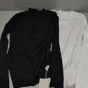 Riyiper 3 Pack Women's Ribbed Shirts, Mock Turtleneck Long Sleeve Tops Slim Fitted Undershirts Casual Basic Layering Tees (Medium, Black, White, Dark Gray)