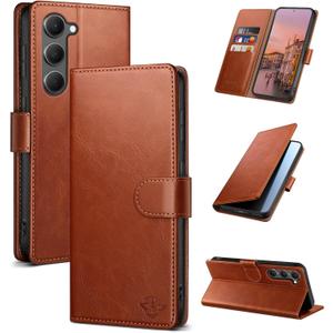Wallet Case for Samsung Galaxy S23 with RFID-Blocking Credit Card Holder, PU Leather Folio Flip Cover Women Men Protective Phone Case Compatible with Samsung S23, Light Brown