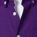 Boys Oxford Button Down Shirt Short Sleeve Formal Uniform Dress Shirts with Pocket (Purple)