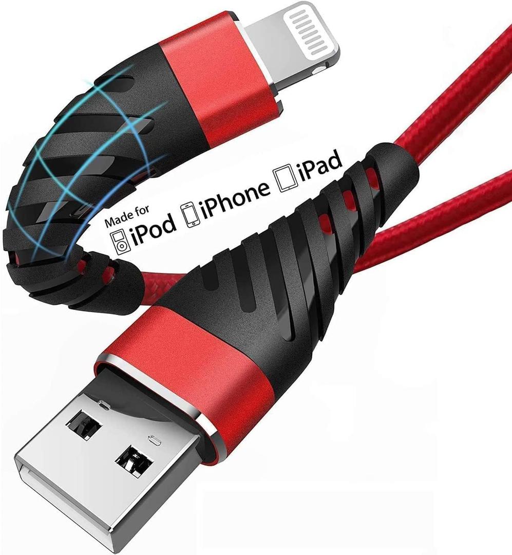 (2 Pack) Long iPhone Charger 10ft for [MFi Certified],CyvenSmart 10 Foot Lightning Cable Fast Charging Cord 10 Feet for iPhone 12/12 Pro/11/11 Pro/11 Pro Max/XS/XS Max/XR/X/8/8 Plus/7/7 Plus/6 Plus (Red)