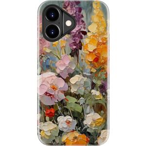 LUHOURI for iPhone 17 Case,Wireless Charging Compatible,Dual-Layer - Soft Silicone Inner + Hard Outer Shell,Cute Wildflower Design,Protective Phone Cover for Women - Oil Painting Flowers