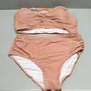 Herseas Women's Textured Bikini Sets Twist Front Top Swimsuits High Waisted Bathing Suits (Nude Pink), X-Large