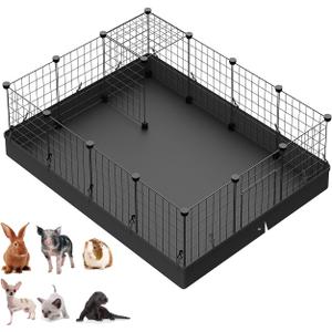 LANGXUN 16pcs Small Animal Playpen with Waterproof Mat, Pet Playpen, Rabbit Guinea Pig Cages, Puppy Kitten Playpen | Indoor & Outdoor Portable Metal Wire Yard Fence 13"x13"
