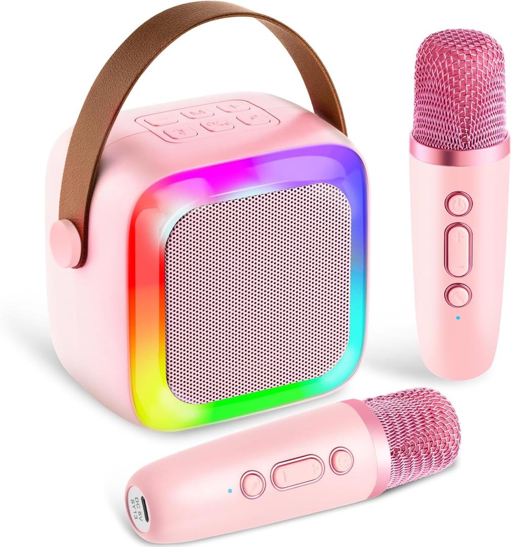 Kids Karaoke Machine for Adults, Mini Portable Karaoke Bluetooth Speaker with 2 Wireless Microphones, Birthday Gifts Toys for Teen Girls Ages 4, 5, 6, 7, 8, 9, 10, 12+ Year Old (Pink) Kids Karaoke Machine for Adults, Mini Portable Karaoke Bluetooth Speaker with 2 Wireless Microphones, Birthday Gifts Toys for Teen Girls Ages 4, 5, 6, 7, 8, 9, 10, 12+ Year Old (Pink)