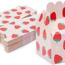 Sparkle and Bash Strawberry Goodie Boxes - Pink, 3.5 x 3.5 x 5.8 in, 36 Count - Party Favor Candy Boxes Bags for Strawberry Themed Party Decor
