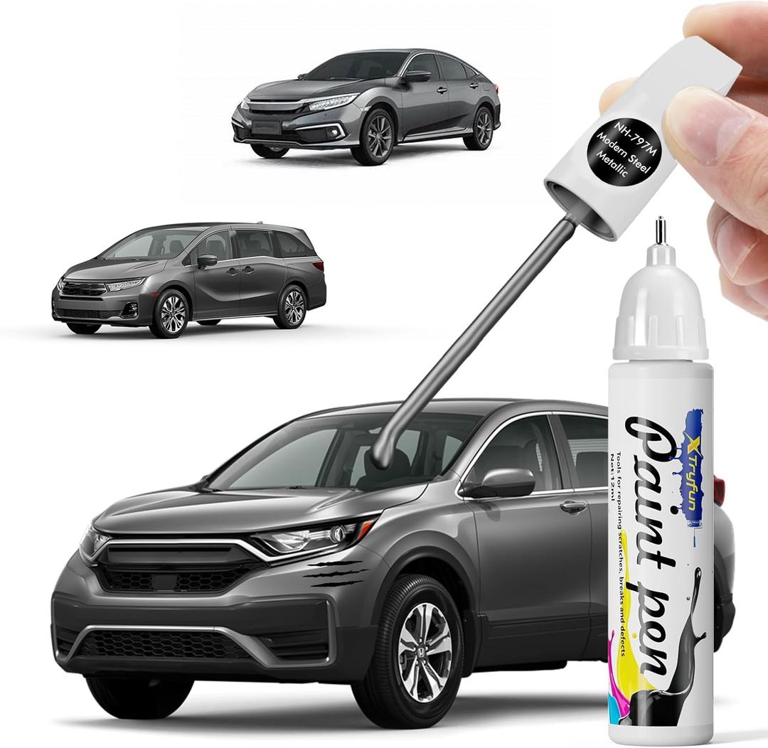 Modern Steel Metallic (NH-797M) Touch Up Paint Compatible with Honda, DIY Car Paint Scratch Repair, Quick & Easy Fix Automotive Scratch Repair for Civic/CRV/Odyssey/Accord/Pilot/HRV