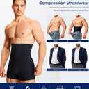 TAILONG Men Tummy Control Shorts High Waist Slimming Underwear Body Shaper Seamless Belly Girdle Boxer Briefs (Black with Fly, 3XL)