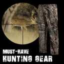 Hunting Pants for Men Camouflage Clothing Gear Windproof Fleece Lined for Winter (L)