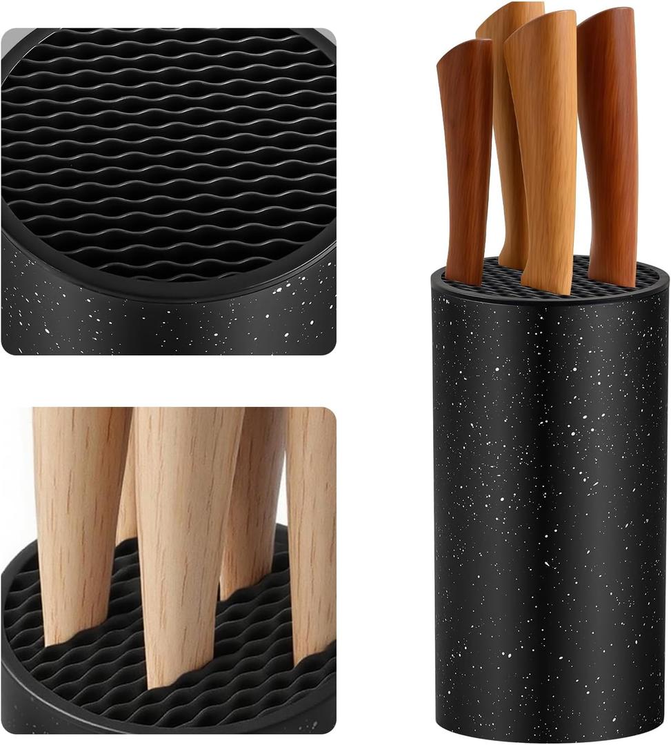 Fohil Knife Block Without Knives, Universal Round Knife Block Holder for Kitchen, Space Saving Detachable Kitchen Knife Organizer Slot for Easy Cleaning