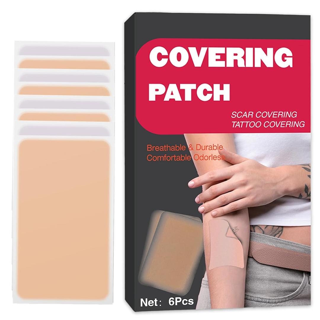 Tattoo Cover Up Patch, 6 Pcs Ultra-Thin Waterproof Tattoo Cover Up Tape for Tattoos, Scars and Birthmarks