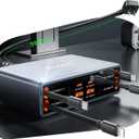 8-in-1 Retractable Charger for Apple Samsung Multiple Devices, Charging Station 105W USB c Gan Usbc Hub, Fast Charger Wall Plug for iPhone 17/ 16/ 15, Galaxy S26, Pixel, iPad, Home Office, Desktop Accessories