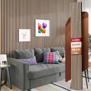 Avana Modern Acoustic Wood Wall Panels  94.4 X 12.6 Inch White Oak Acoustic Panels 1 PC  Wall Panels For Interior Wall Decor For Homes, Offices, Studios  Sturdy & Durable Wood Panels For Wall