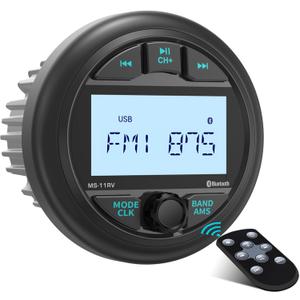 Waterproof Marine Gauge Stereo Receiver - Bluetooth Boat AM FM Radio - 2.8 Inch LCD Display MP3 USB AUX-in Subwoofer Pre-Amp 200 Watts Output