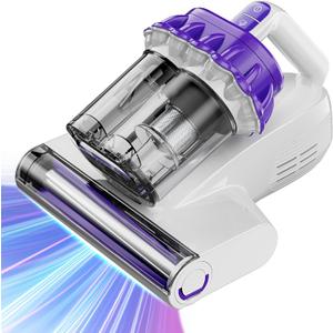 Mattress Vacuum Cleaner, 16Kpa Bed Vacuum Cleaner with 253.7nm UV-C Light, 145F Heat, HEPA Filter & Ultrasonic, Versatile Handheld Vacuums for Bed, Sofa, Couch, Crib(Corded, 600W) (White)