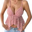 SOLY HUX Women's Sexy Y2k Camisole Lace V Neck Crop Top Summer Going Out Sleeveless Cami Tops (Pink, S)