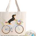 Dachshund Dog Mom Library Book Bag Gifts for Women, Christmas Dog Lover Funny Weiner Boston Terrier Themed Tote