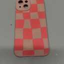 KANGHAR Compatible with iPhone 14 Case, Silicone Checkered Cute Pattern, Camera Protection Soft Slim Phone Case for Girls Women - Pink