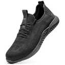 Furuian Steel Toe Shoes for Men Women Comfortable Non Slip Men's Safety Steel Toe Sneakers Industrial Warehouse Contstruction Work Shoes for Men All Black 7.5 (38)