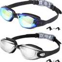 Kids Swim Goggles,2 Pack Anti-Fog Leak Proof Kids Swimming Goggles, Anti-UV Clear Vision Glasses for Children Age 3-14 (Aqua & black Silver)
