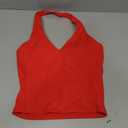 Aoxjox Women's Sleeveless Neck Tank Tops Workout Athletics Gym Yoga Curve Longline Hailey Halter Crop Top (Racing Red) S