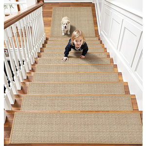 Chenille Stair Treads Non Slip 15pcs Stair Runner for Wooden Steps Rubber Backing Stairs Carpet Treads Indoor Staircase Covers Mat with Rubber Backing for Pets and Kids 8"X30" Beige 10 pcs