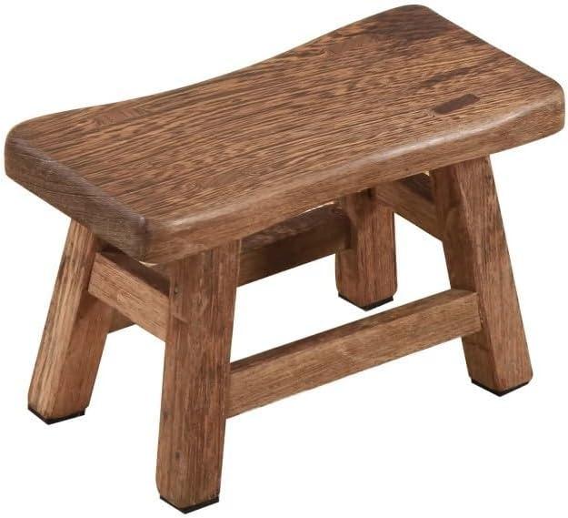 Solid Wood Step Stool, Rustic Small Wooden Stool for Adults, Kids and Toddlers, Mini Bench Plant Stand Fishing Stool for High Beds, Kitchen, Bathroom, Closet, Sink