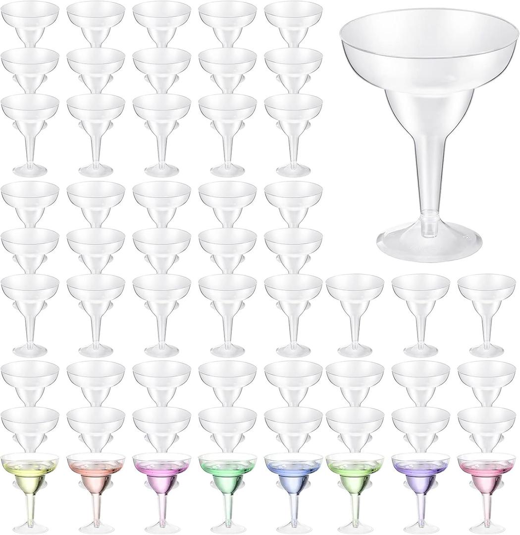 72 Pcs Plastic Margarita Glasses 8 oz Plastic Margarita Cups Mexican Theme Cocktail Glasses Shatterproof Disposable Cocktail Cups for Cinco De Mayo Fiesta(Clear)