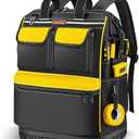 LOKASS Tool Bag Backpack, Heavy Duty Tool Backpacks with Combination Lock, Waterproof Tool Bags for Tools Storage and Organization, Black/Yellow
