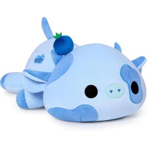 Onsoyours Cute Cow Plushie, Soft Stuffed Blueberry Cow Squishy Plush Animal Toy Pillow for Kids (Blueberry Cow, 12")