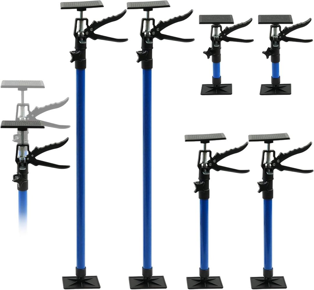 6 Pcs Adjustable Cabinet Jack Support Pole, 12.2" to 115" Telescoping 3rd Hand Tool, 154Lbs Capacity heavy-duty Alloy Steel Adjustable Poles for Cabinets, Drywall & Cargo