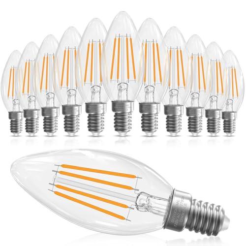 GvvooHome E12 Candelabra Bulb 40 watt, E12 LED Bulb Dimmable Chandelier Light Bulbs, B10 Candle Light Bulbs 2700K Soft White, 90+CRI, 400LM, Cear Glass, 11 Pack