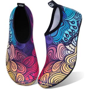 WateLves Water Shoes for Womens Mens Barefoot Quick-Dry Aqua Socks for Beach Swim Surf Yoga Exercise New Translucent Color Soles (9-10 Women/7.5-8.5 Men, Flower Gradient)