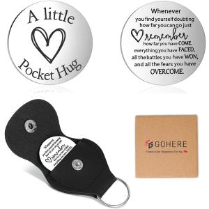 GoHere Pocket Hugs Sobriety Gifts for Men Long Distance Relationship Gifts Pocket Hug Token Keychain for Friends Dad Husband Boyfriend Valentine Christmas Birthday Gift