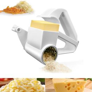 Cheese GraterHand Crank, Rotary Cheese Grater, Parmesan,Handheld Rotary Cheese Grater, Box Grater, For Cheese, Nuts, Vegetables, Chocolate (White)