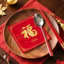 2 x JeVenis Chinese New Year Napkins Disposable 2026 Year of Horse Paper Napkins Supplies Decorations Chinese Spring Festival Happy New Year Party Napkins Set for New Year's Eve (Red 1)