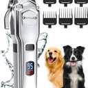 oneisall Dog Clippers for Grooming for Thick Heavy Coats/Low Noise Rechargeable Cordless Pet Shaver with Stainless Steel Blade/Waterproof Dog Shaver for Dogs Pets and Animals (Sliver) (A Stainless Steel)