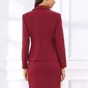 Allegra K Women 2 Piece Skirt Set Suit Business Blazer and Pencil Skirt Office Work Interview Church Outfits (Wine Red, Large)