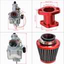 FVRITO Performance VM22 26mm Carburetor Carb for Predator 212cc 196cc Coleman CT200U BT200X Mini Bike KT196 Go Kart GX160 GX200 6.5hp Clone Engine with 38mm Air Filter Intake Manifold Stage 1 Kit Red