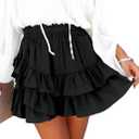 Flowy Shorts for Women Casual Ruffle Tiered Skorts High Waist Mini Tennis Golf Skirt Boho Summer Shorts (Large)