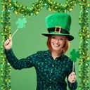 FOIMAS 33 Feet St Patrick's Day Tinsel Garland,Mentallic Green and Gold Shamrock Clover Hanging Garland with Hat Lucky Coin Confetti for St Patrick's Day Wreath Home DIY Craft Decoration, Green & Gold