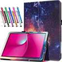 Case for T-Mobile REVVL Tab 2 5G 10.1 Inch Tablet 2025 Released - Lightweight Folio PU Leather Cover with 1 Random Stylus (Galaxy)