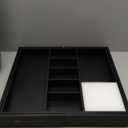 KitchenEdge Adjustable Kitchen Drawer Organizer for Utensils and Junk, Food-Safe Contract Grade with 100% Sustainable Wood, Expandable from 16 to 28 Inches Wide - Black Bamboo