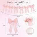 2-Strings 6.5ft Pink Bows Garland Banner, Pre-Strung Bow Party Decorations for Coquette Birthday, Bachelorette Party, Girly Pink Party Supplies, Baby Shower, Bridal Shower