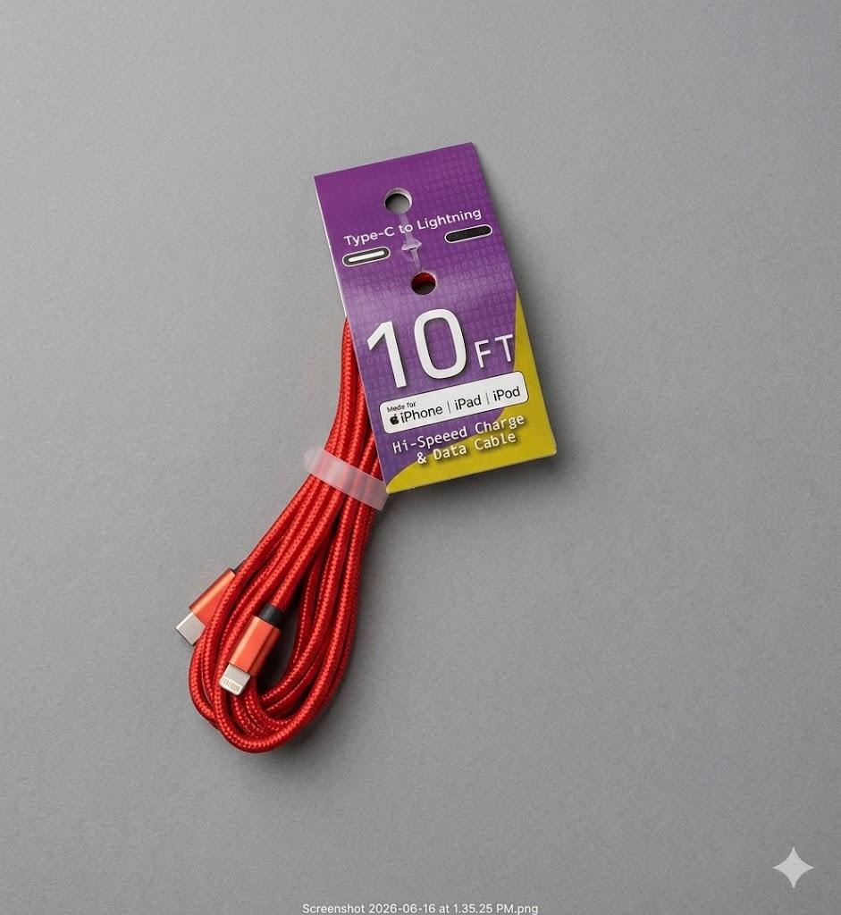 Speed Charge 10 ft , Type C to Lightning, Red
