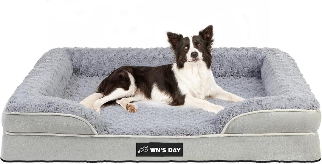 Orthopedic Dog Bed for Large Medium Sized, Washable Memory Foam Large Dog Bed, Medium Pet Sofa with Removable Cover, Washable Waterproof Pet Couch Beds(Grey, L) (Large(36 x 27 x 7.5 In)